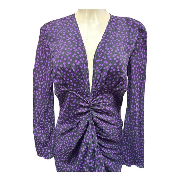 Zara Purple Sheath Dress with Plunge Neckline and Long Sleeves - Picture 6 of 10